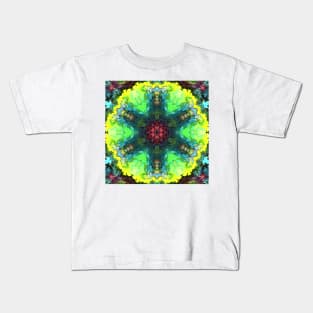 Psychedelic Hippie Flower Red Green and Blue Kids T-Shirt